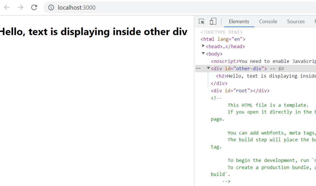 Display HTML element outside of the root element in React Js 18 | What ...